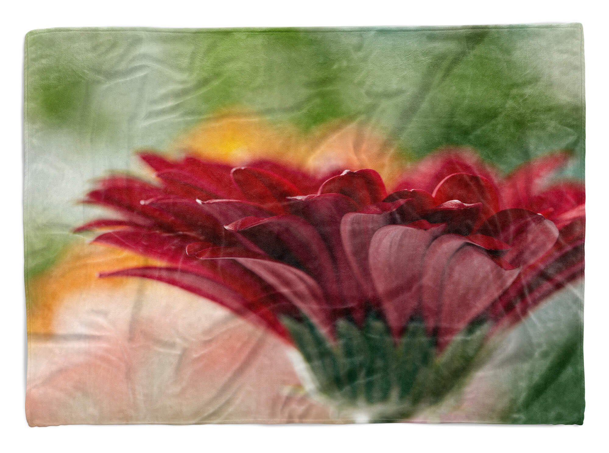 Sinus Art Handtücher Handtuch Strandhandtuch Saunatuch Kuscheldecke mit Fotomotiv Zinnie Rote Blume, Baumwolle-Polyester-Mix (1-St), Handtuch