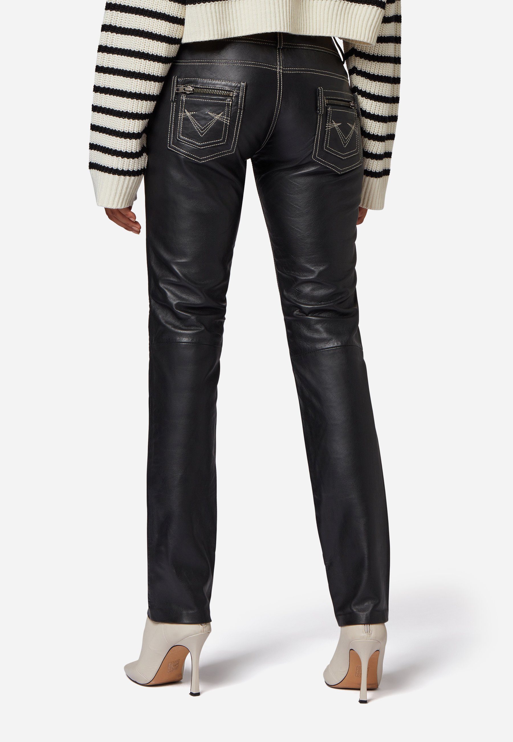 RICANO Lederhose Skinny Pant Lederhose im 5-Pocket-Stil als Low Waist