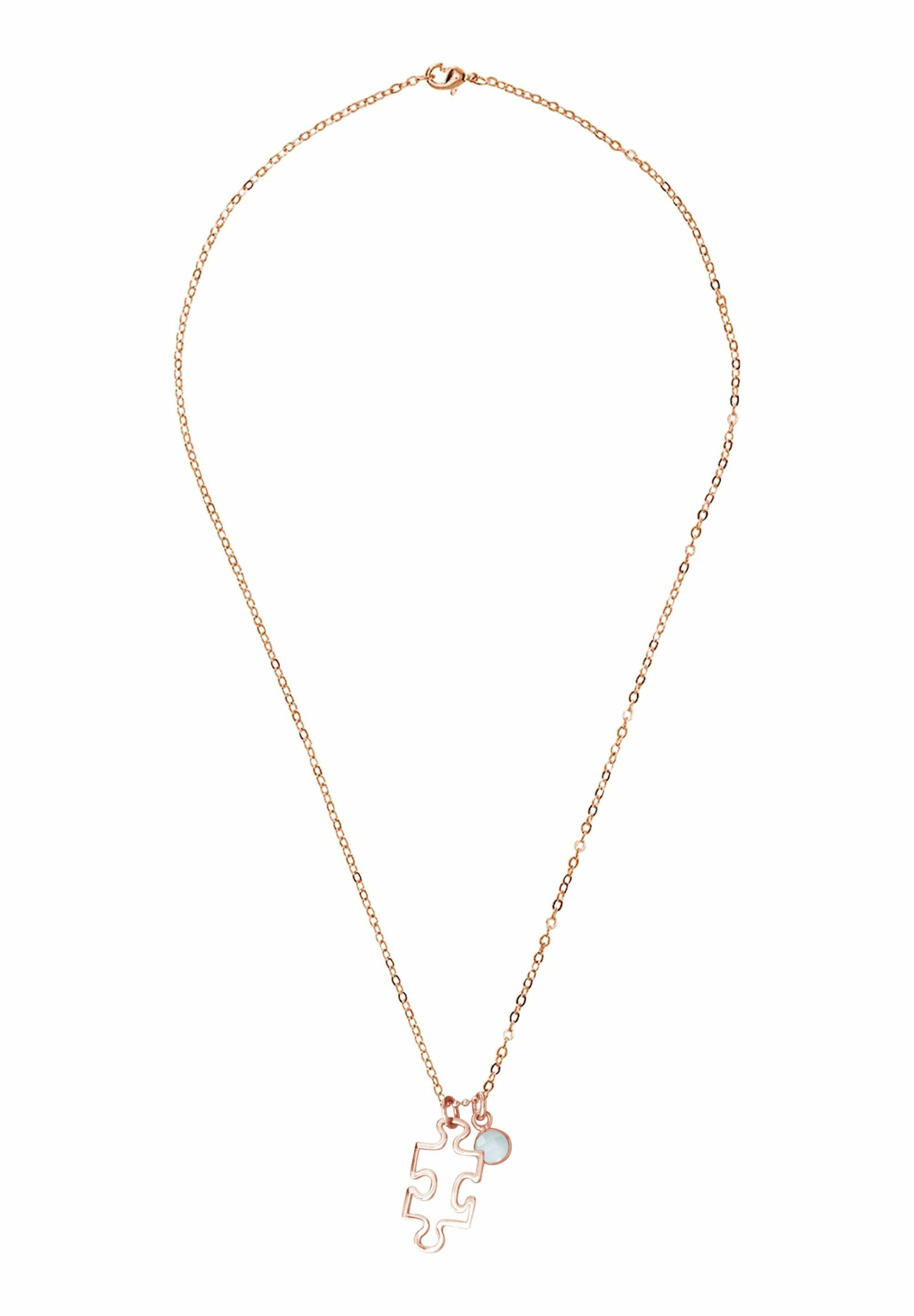 Gemshine Kette mit Anhänger Puzzle - Chalcedon rose gold coloured | Halsketten