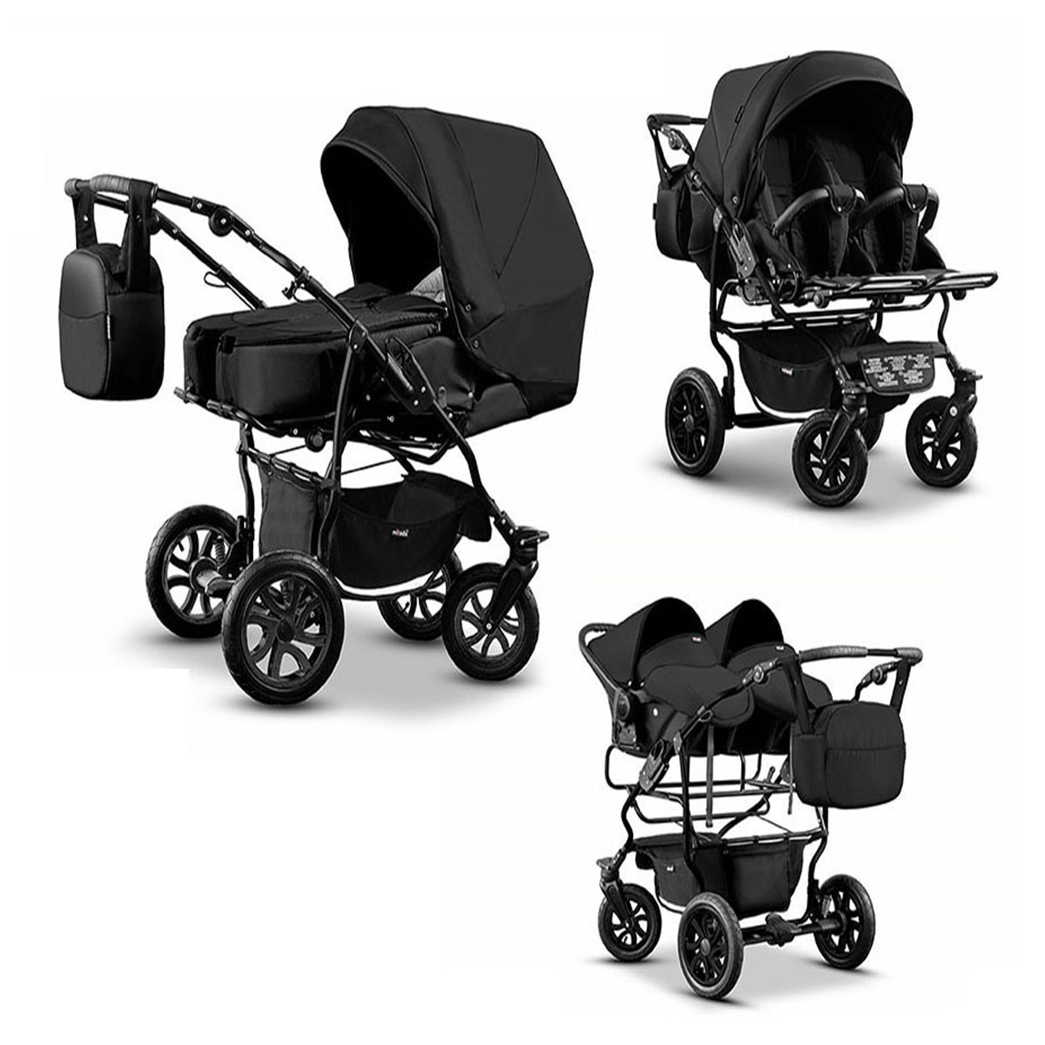 Zwillings-Kombikinderwagen City Twin 4 in 1 inkl. Sportsitze, Autositze und Zubehör in 19 Farben