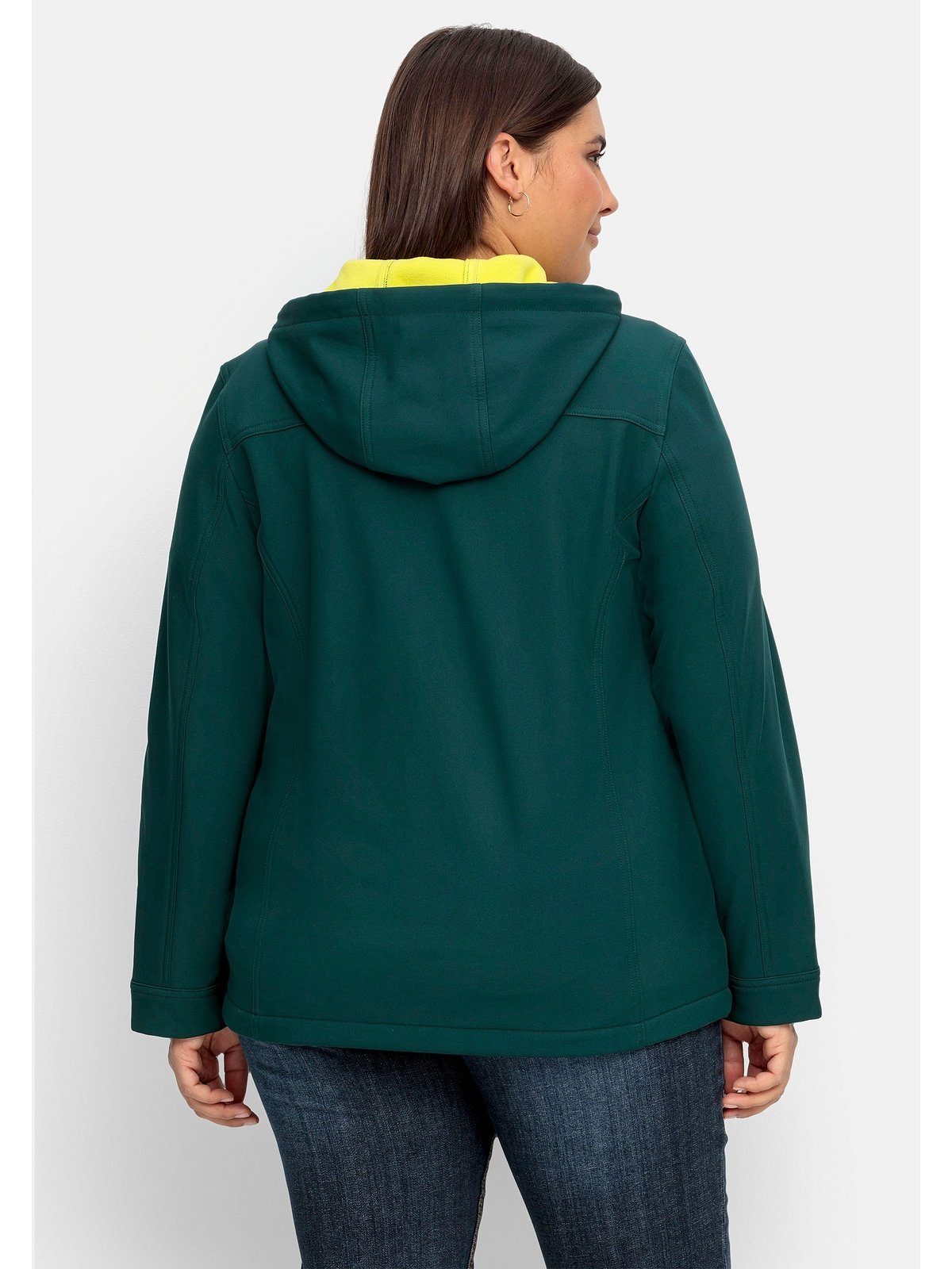 Größen mit Qualität winddichte Softshelljacke Sheego Große tiefgrün Fleece-Innenseite,