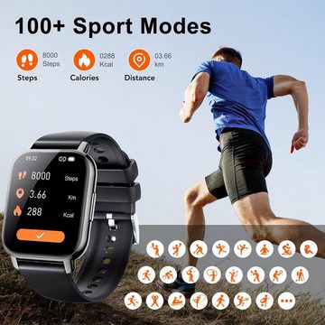 Hoxe Direkte Anrufe über Mikrofon Smartwatch (1,85 Zoll, Android, iOS), mit Telefonfunktion/Message Reminder 100+Sportmodi IP68 Wasserdicht