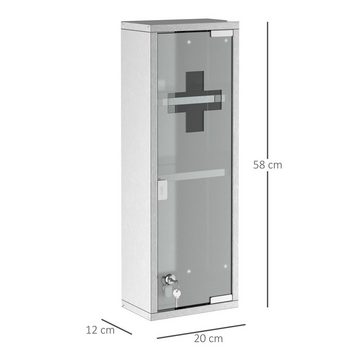 Kleankin Medizinschrank (Set, 1-St., Erste-Hilfe-Schrank) Silber 20 x 12 x 58 cm