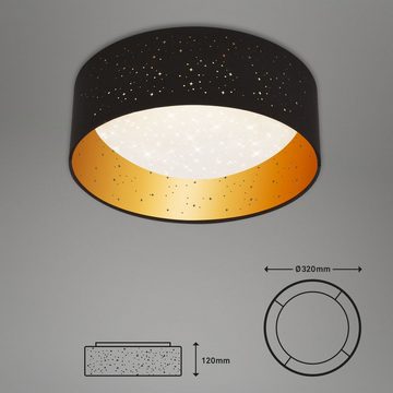 Briloner Leuchten LED-Sternenhimmel 3482-015, Sternenhimmel, Stoffschirm, LED fest verbaut, Neutralweiß, Deckenlampe, 32x12cm, Schwarz-Gold, 12W, Wohnzimmer, Schlafzimmer