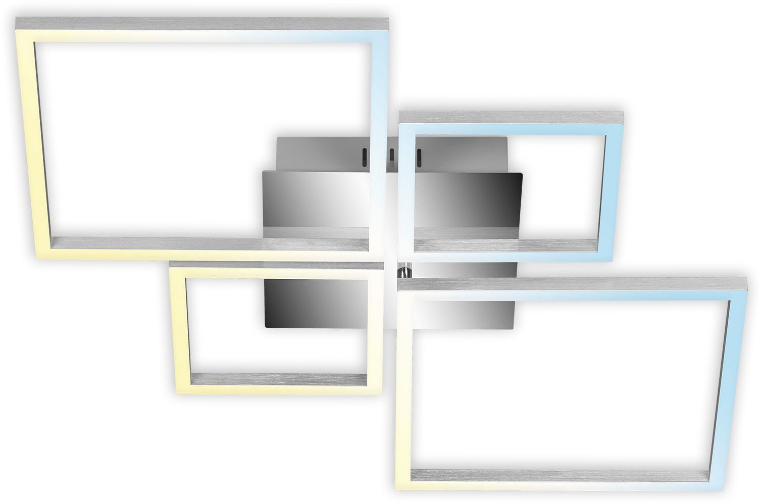Briloner Leuchten LED Deckenleuchte 3093018 FRAME, CCT - über Fernbedienung, Farbwechsel, Nachtlichtfunktion, Timerfunktion, LED fest integriert, Kaltweiß, Neutralweiß, Tageslichtweiß, Warmweiß, Deckenlampe, 75x46,7x7,5cm, Chrom-Alu, Wohnzimmer, Schlafzimmer