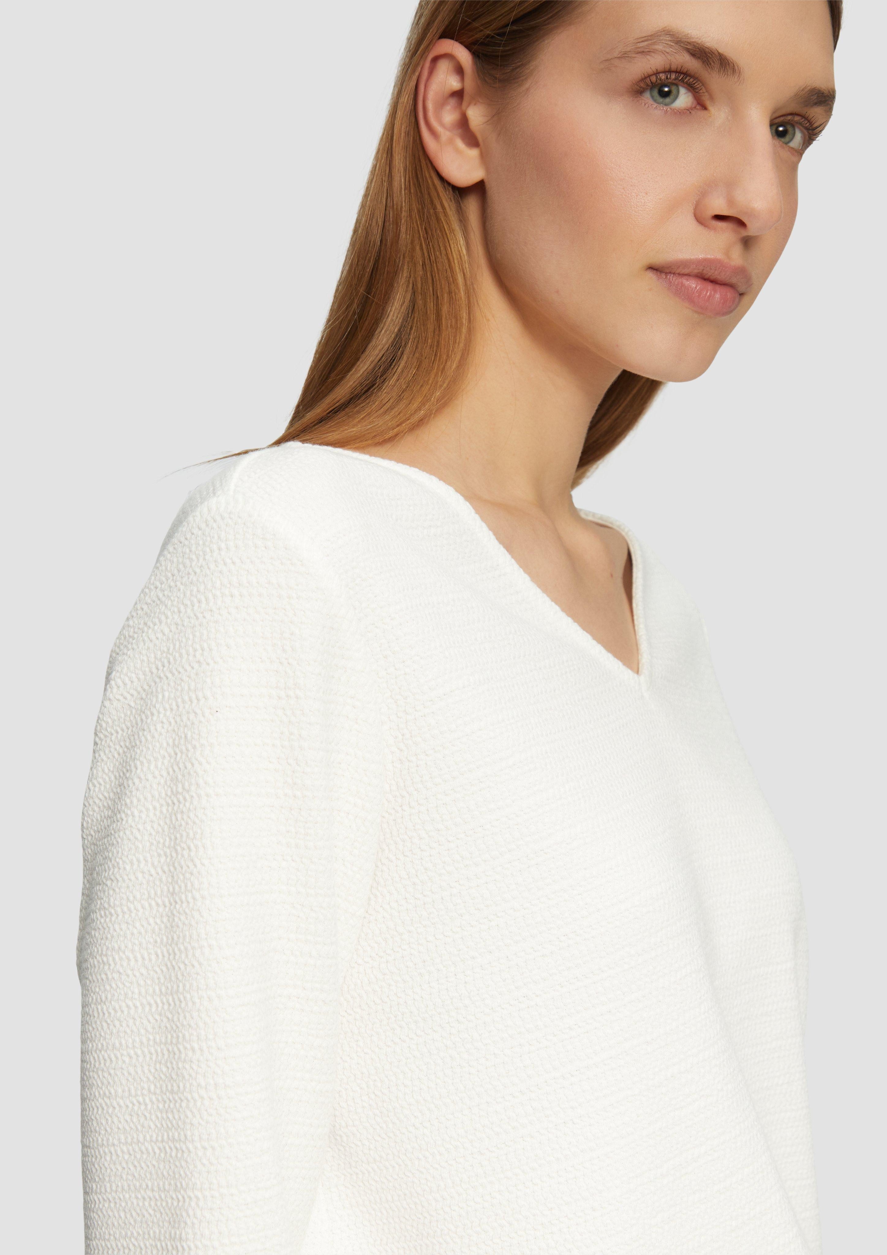 s.Oliver 3/4-Arm-Shirt Strukturiertes Jersey-Sweatshirt mit V-Ausschnitt günstig online kaufen