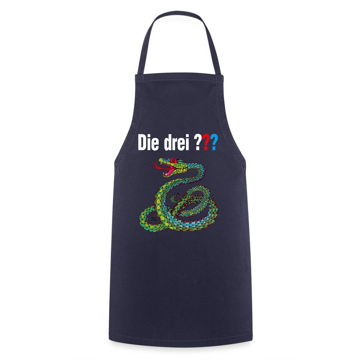 Spreadshirt Kochschürze Die Drei Fragezeichen und die singende Schlange Kochschürze, (1-tlg)