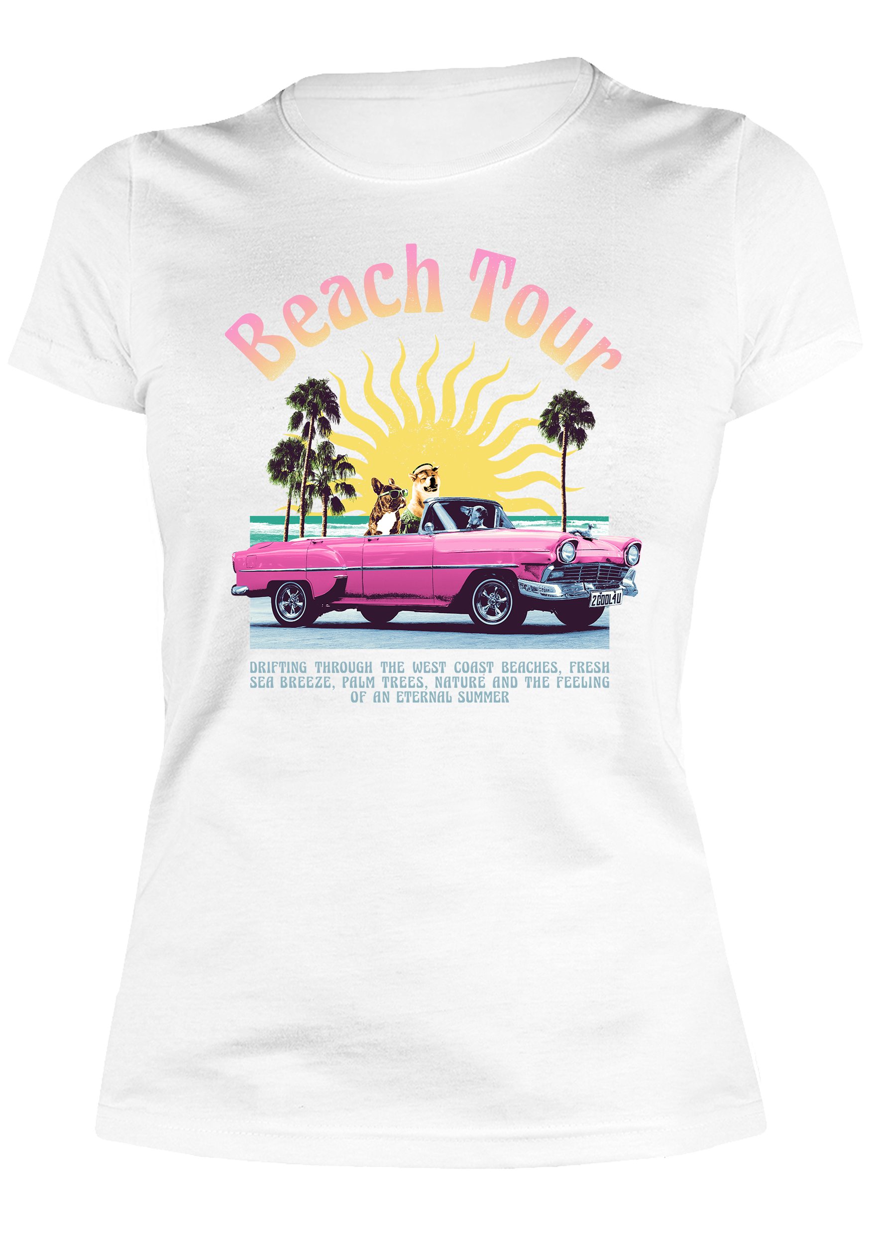 Art & Detail Shirt T-Shirt T-Shirt Beach Tour Sommer Sonne Surfing Bulldogge Hunde Hunde, Sommer