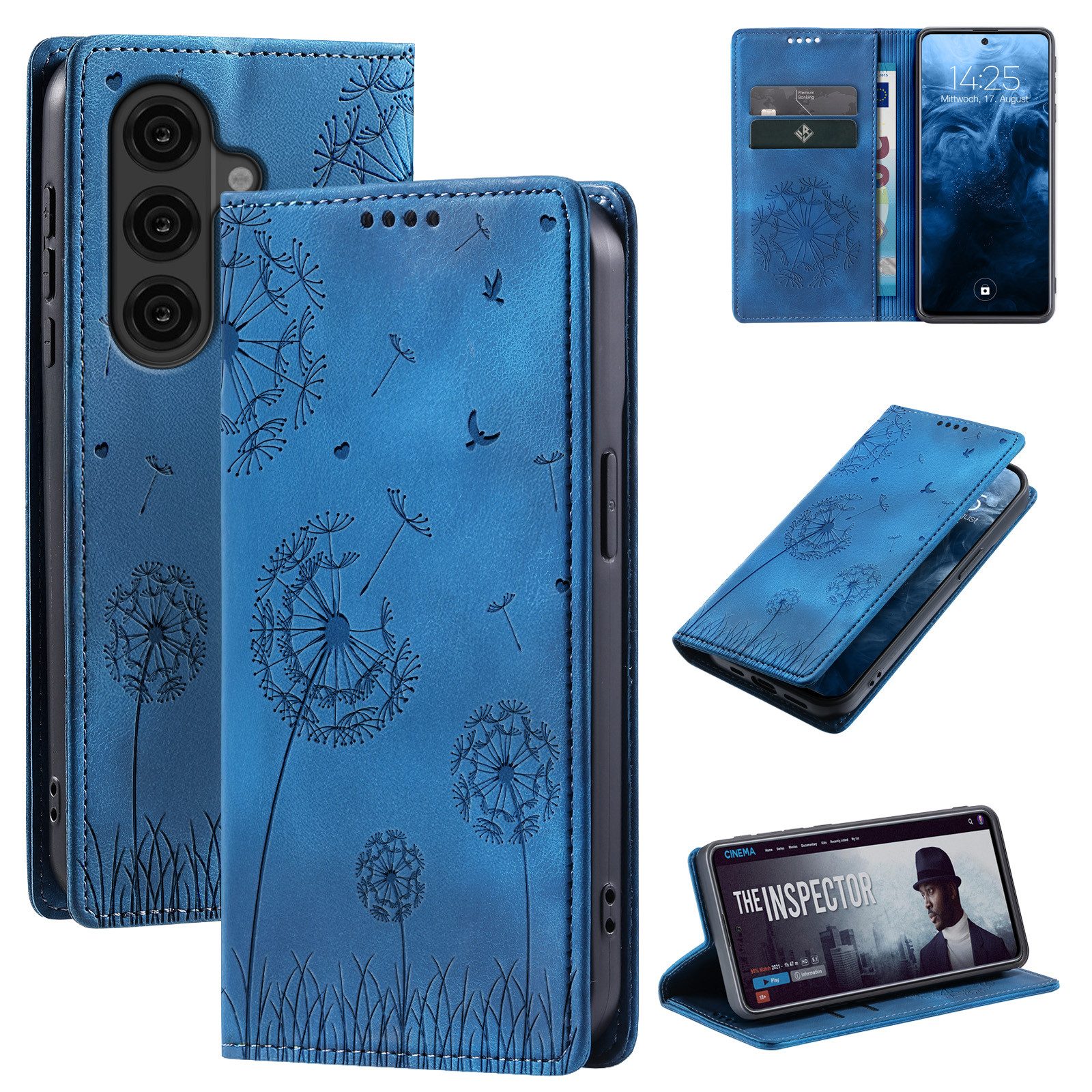 Tec-Expert Handyhülle Handy Hülle Klapphülle für Samsung Galaxy S26, Blumen Pusteblume Case Cover mit Kartenfächern und RFID Schutz