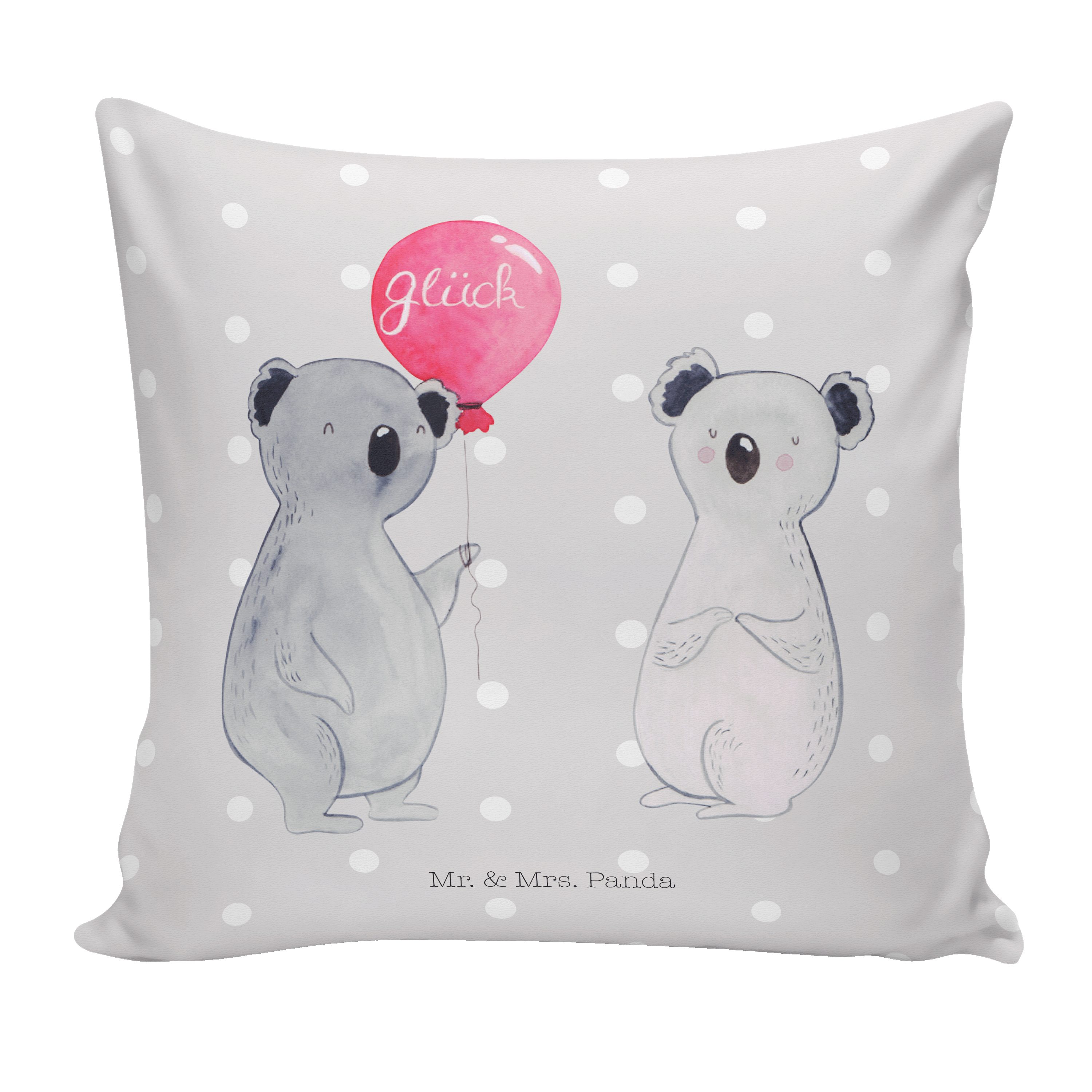 Mr. & Mrs. Panda Dekokissen Koala Luftballon - Grau Pastell - Geschenk, Geburtstag, Dekokissen, P