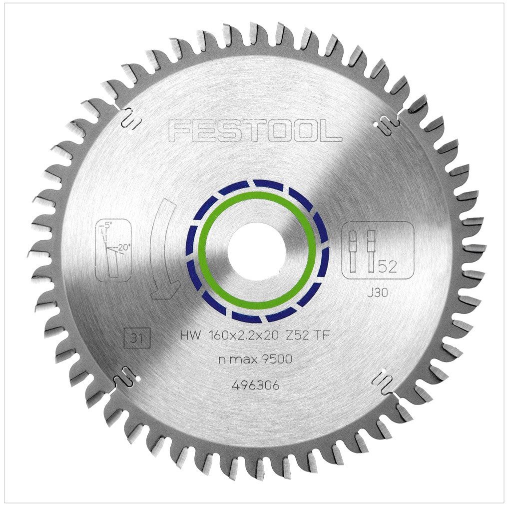 FESTOOL Kreissägeblatt Spezial Kreissägeblatt HW 160 x 20 x 2,2 mm TF52 160 mm 52 Zähne