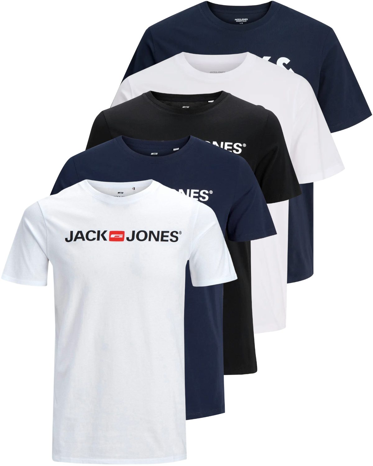 Jack & Jones Print-Shirt Bedrucktes T-Shirt aus Baumwolle (5er-Pack)