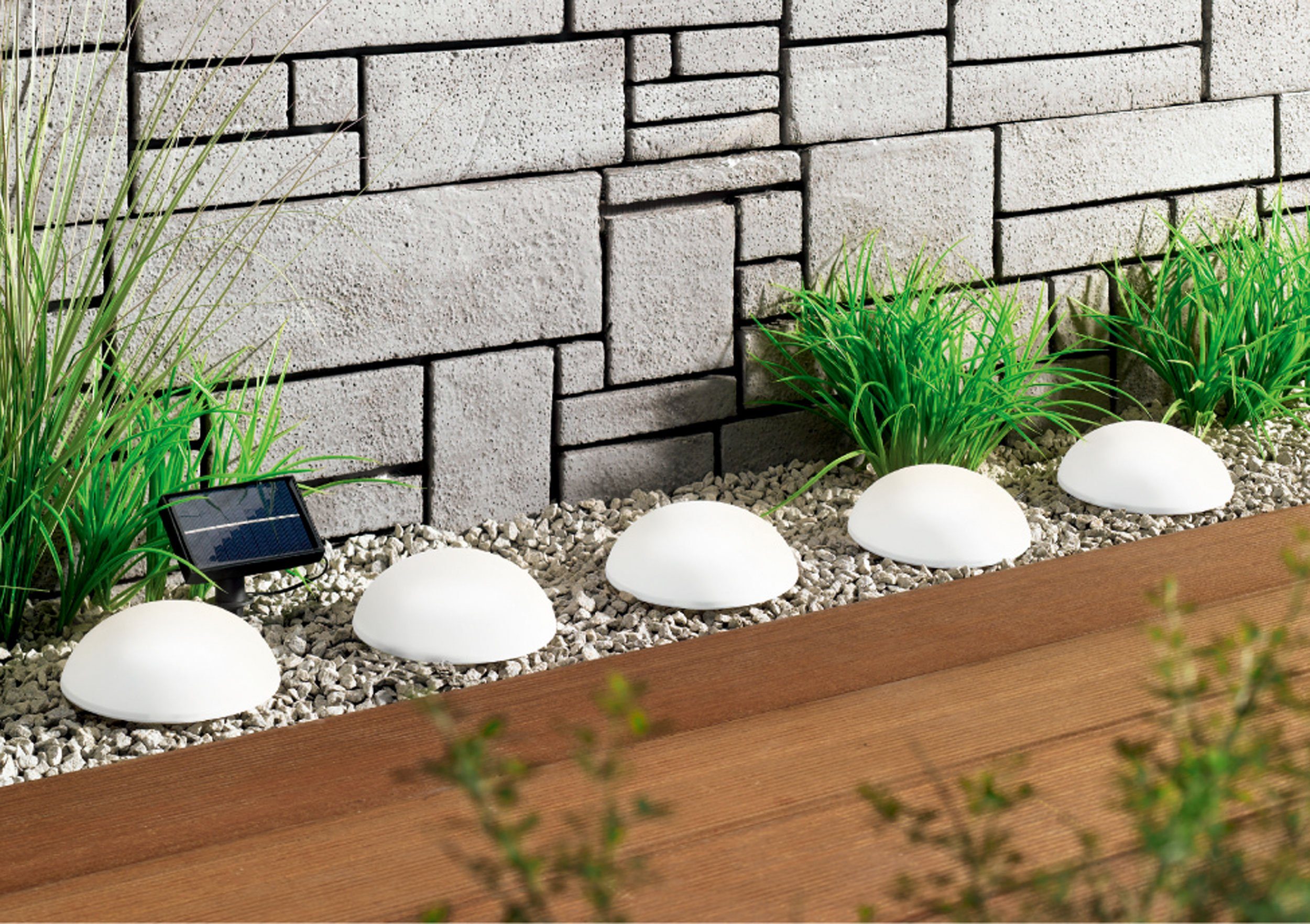 IC Gardenstyle LED Solarleuchte 5er Set Solar Halbkugel Bodenlichterkette, bunt mit Farbwechsel
