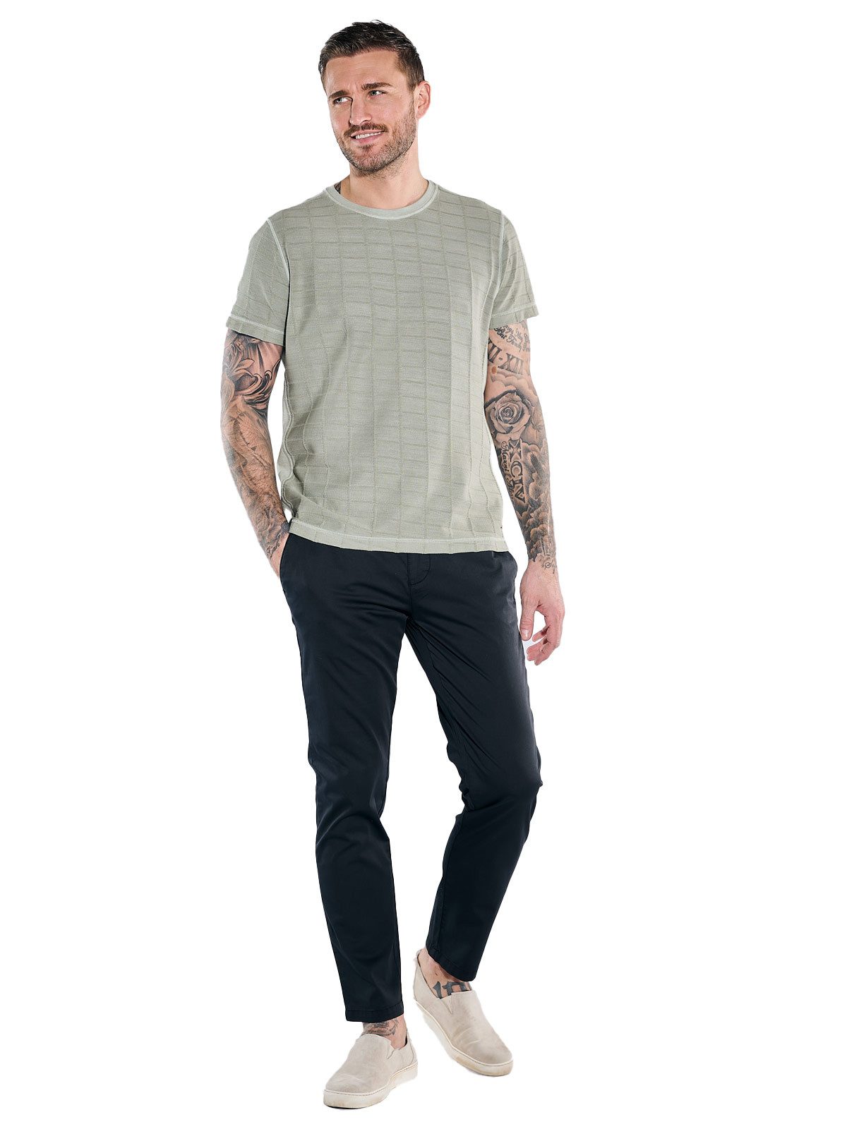 emilio adani T-Shirt Herren T-Shirt strukturiert, Oliv