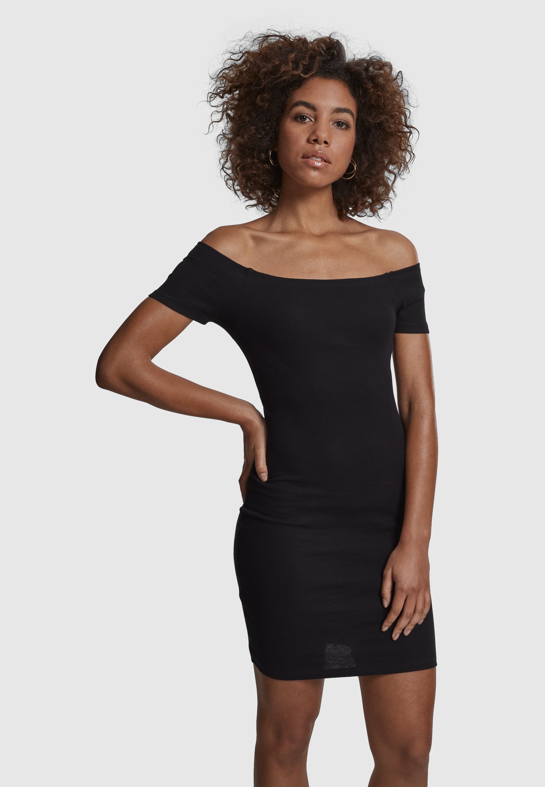 URBAN CLASSICS Shirtkleid Urban Classics Damen Ladies Off Shoulder Rib Dress (1-tlg) – Bild 4 von 5
