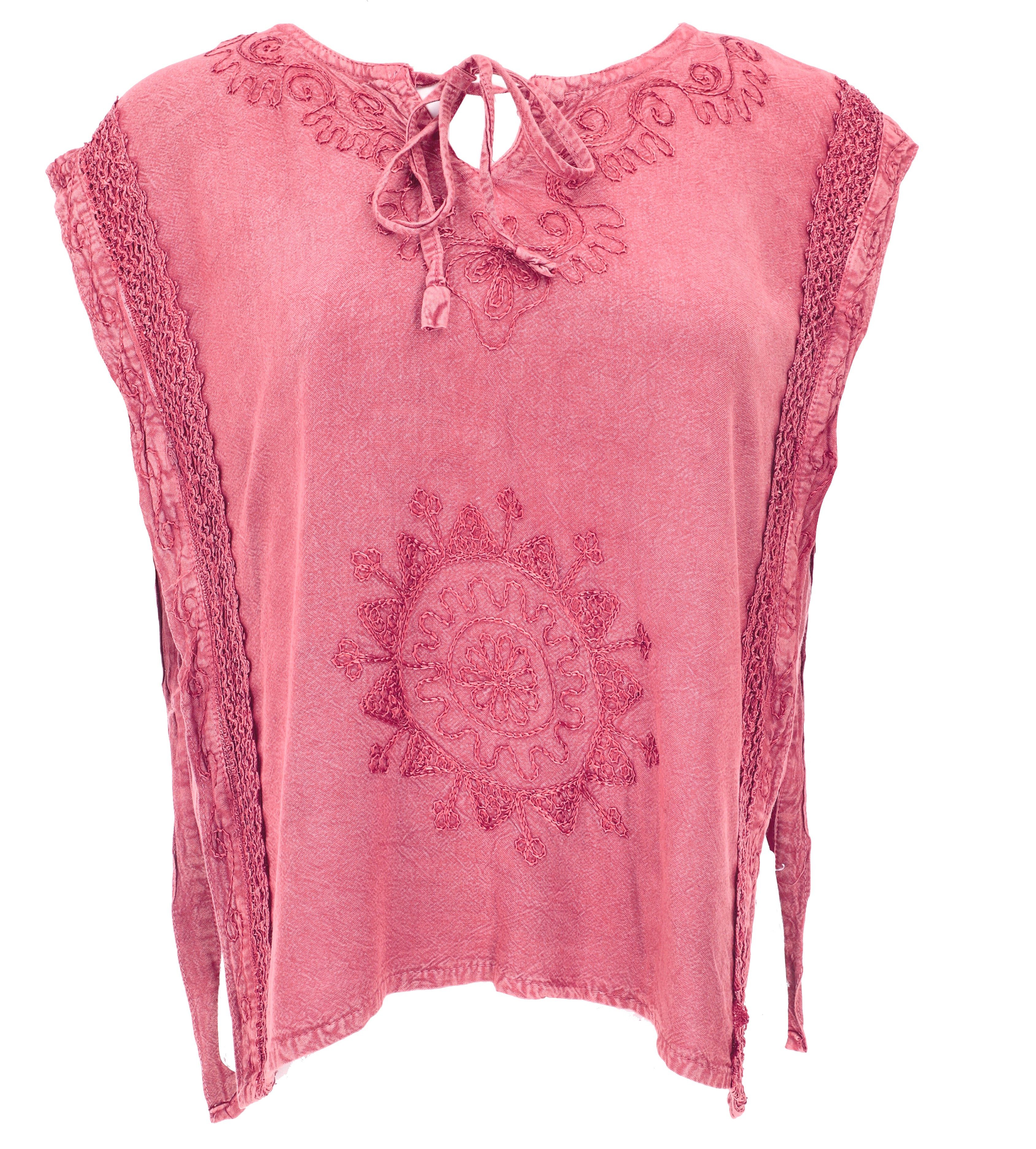 Guru-Shop T-Shirt Besticktes indisches Hippie Top, Boho chic.. Festival, Ethno Style, alternative Bekleidung