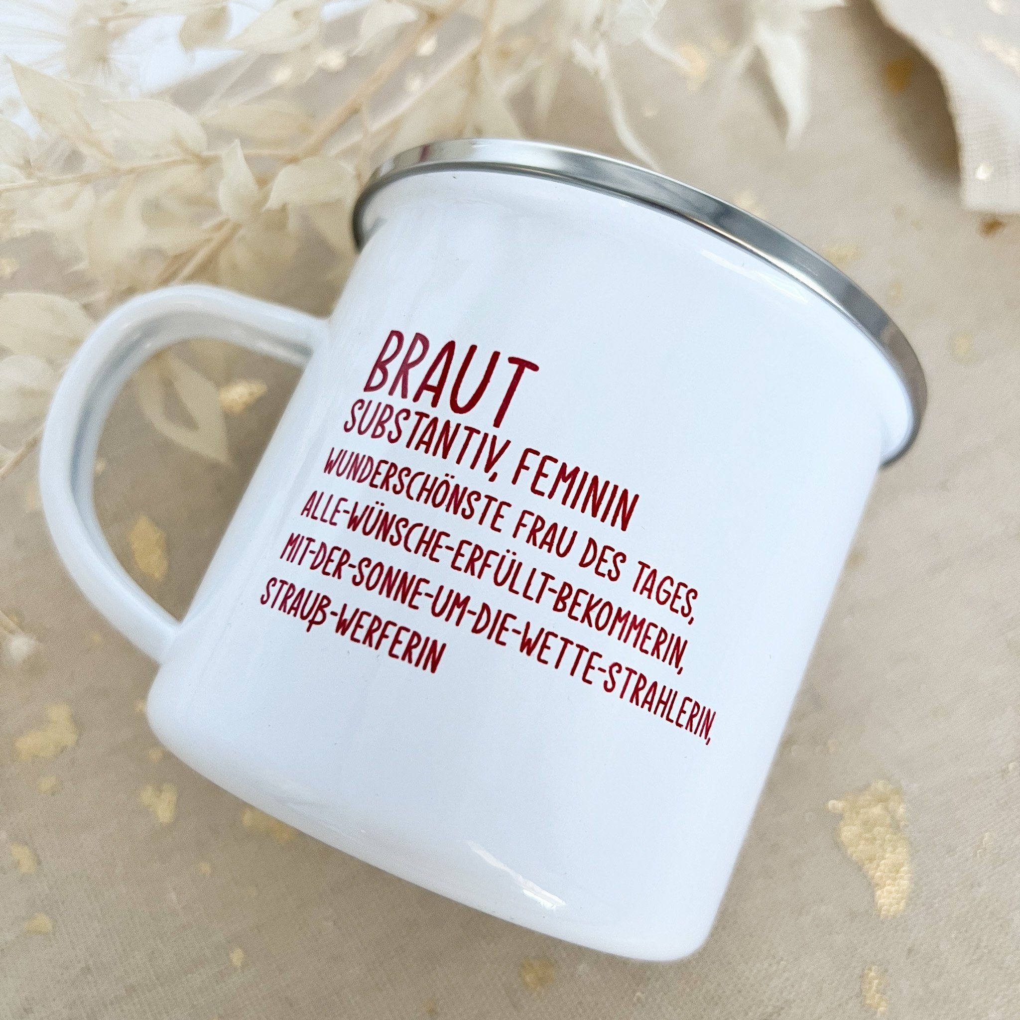 Emaille Geschenkidee shopandmarry Schöne Braut Braut, die für Becher Becher