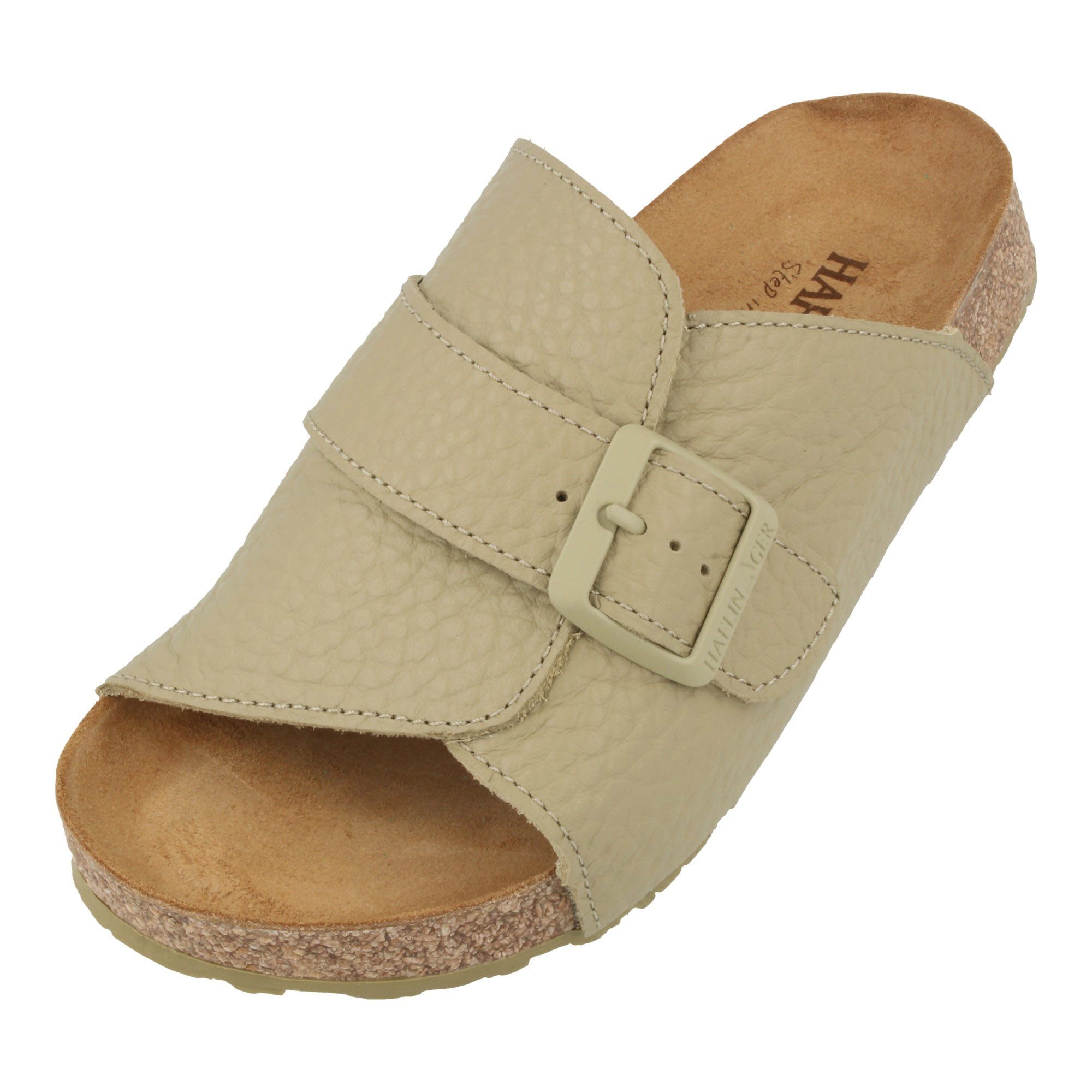 Haflinger Bio Lotti Lederpantolette aus Veloursleder Unisex Hausschuh