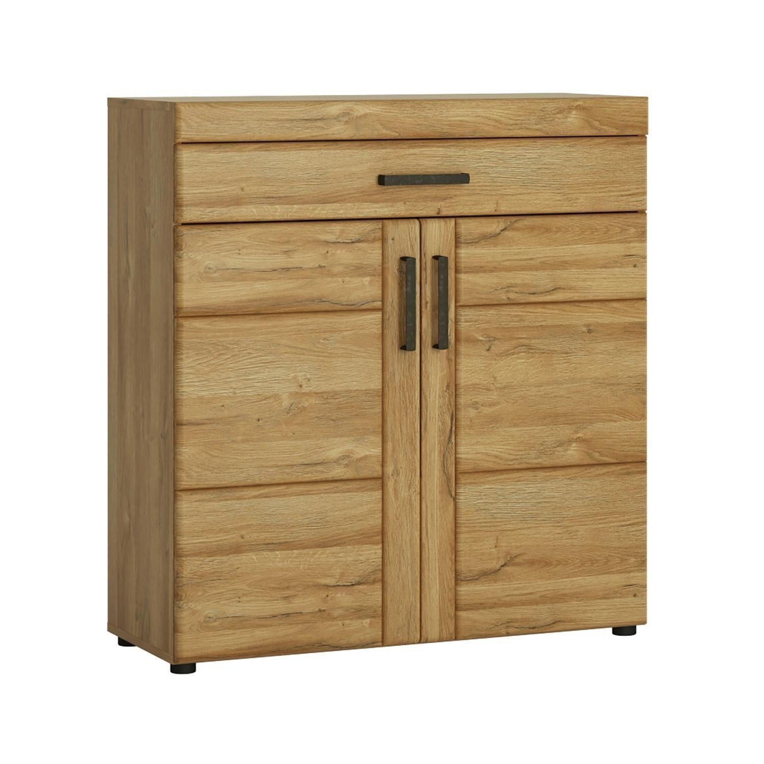 Meble Wójcik Schuhschrank CORTINA, Grandson Eiche Dekor, MDF, 2 Türen, 1 Schublade, Soft-Close-Funktion, B 93 x H 100 x T 38 cm