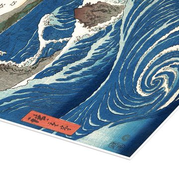 Posterlounge Poster Utagawa Hiroshige, Ansicht der Naruto-Strudel bei Awa, Wohnzimmer Maritim Malerei