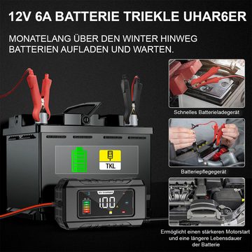 Novzep Autobatterieladegerät, 12 V 6 A, Batterie-Erhaltungsladegerät, Autobatterie-Ladegerät (mit Temperaturkompensation für Auto, LKW, Motorrad, Rasenmäher)