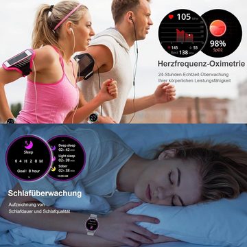 JANOLTY Herzfrequenzüberwachung in Echtzeit Smartwatch (1,32 Zoll, Android iOS), Touchscreen Telefon Uhr mit Anruffunktion IP68 Wasserdicht Fitness Uhr