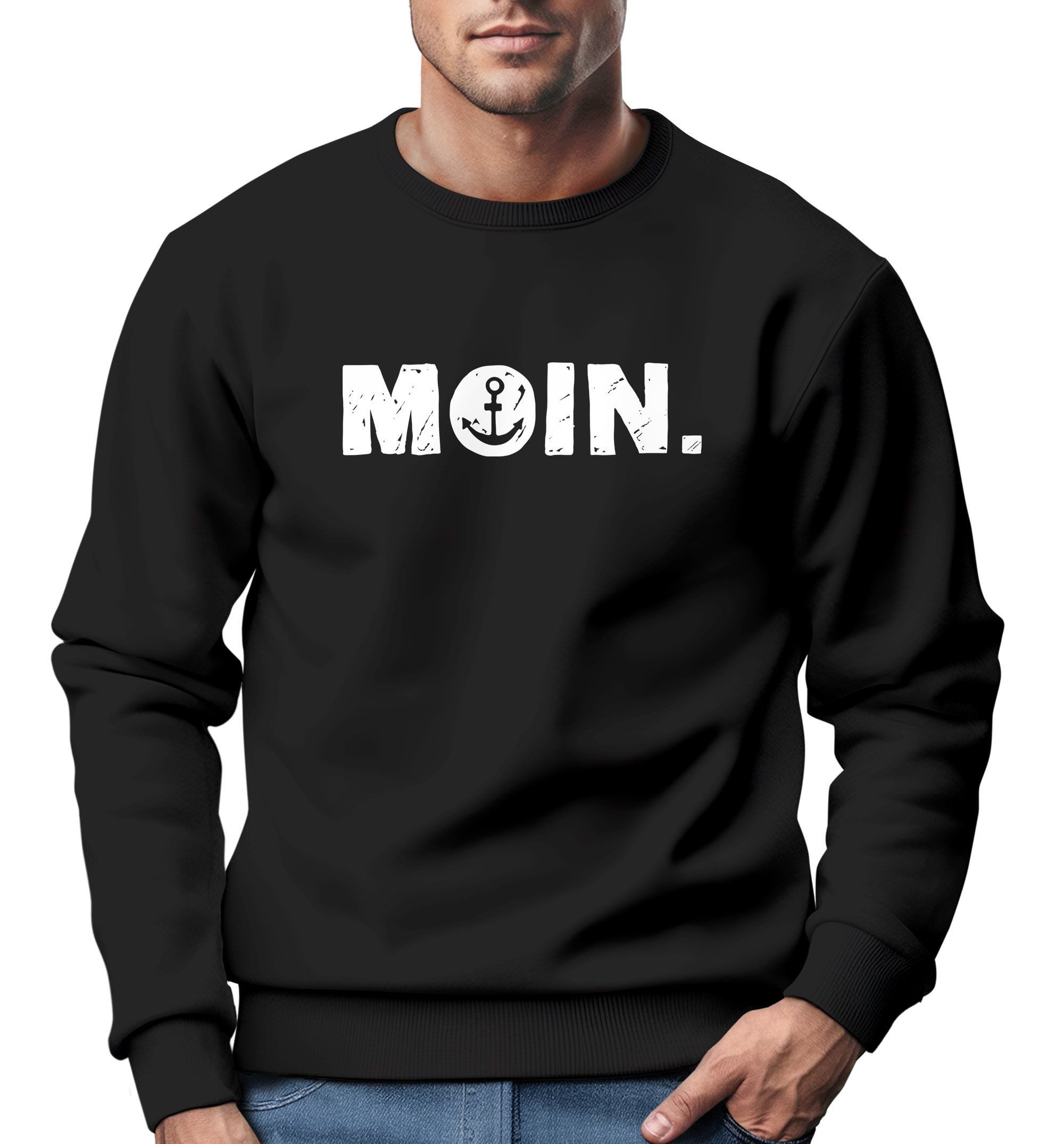 Sweatshirt Sweatshirt Herren Moin Dialekt Norden Hamburg Anker Print