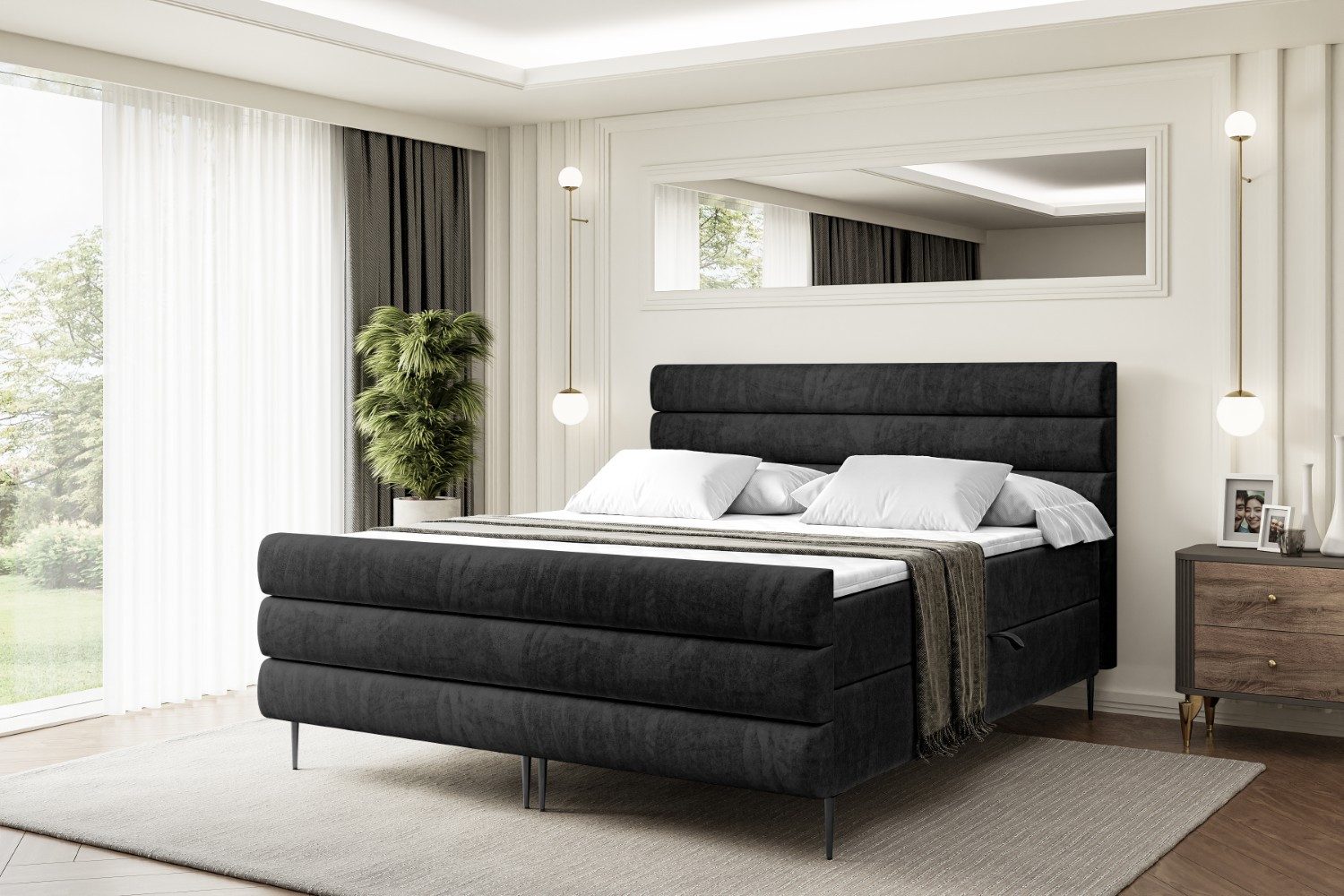 ALTDECOR Boxbett CELESTIA-F-Z (Multipocket-Matratze H4, H3 Matratze Bonellfederung, Topper, Kopfteil)