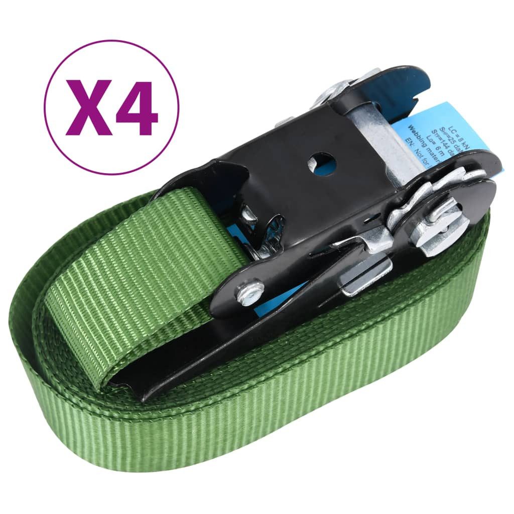 vidaXL Spanngurt Ratschen-Spanngurte 4 Stk. 800 daN 6 m Grün (4-St)