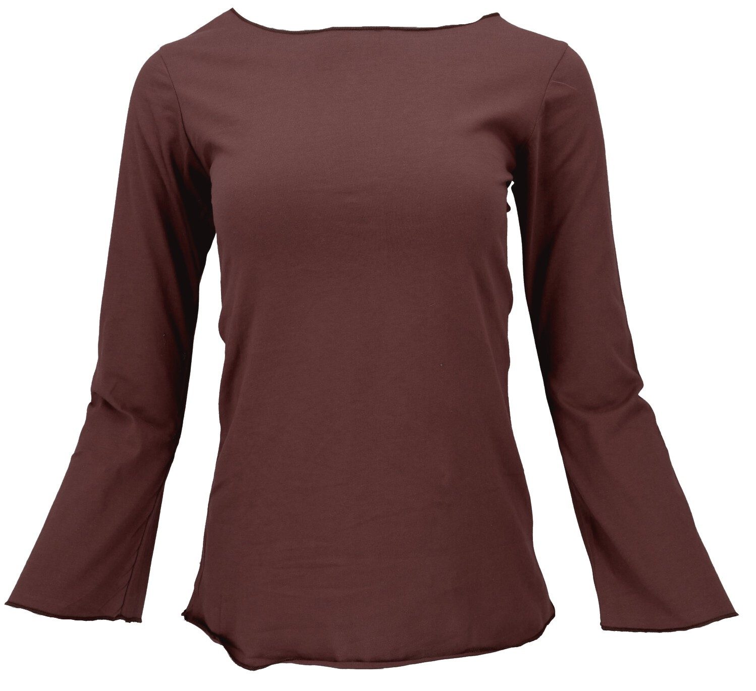 Guru-Shop Longsleeve Basic Langarmshirt, Yogashirt mit.. alternative Bekleidung
