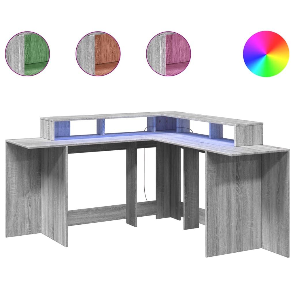 vidaXL Schreibtisch LED-Schreibtisch Grau Sonoma 152x152x91 günstig online kaufen