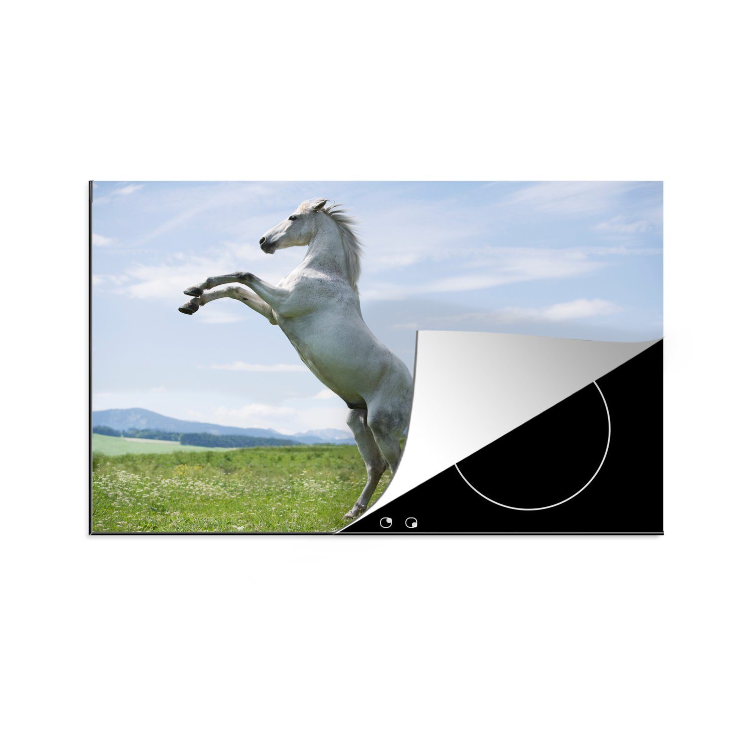 MuchoWow Herdblende-/Abdeckplatte Pferd - Aufzucht - Natur, Vinyl, (1 tlg), 81x52 cm, Induktionskochfeld Schutz für die küche, Ceranfeldabdeckung | Herdabdeckplatten