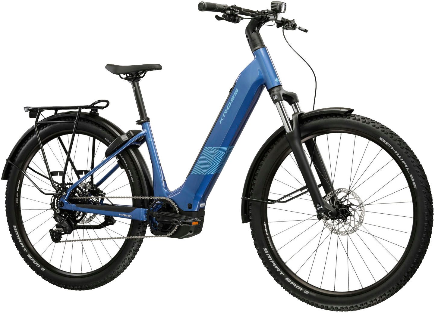 Kross E-Bike ATB Influx Hybrid SUV 2.0 16,7Ah / BOSCH 600 Wh 29" blau 9 Gänge 2026, 9 Gang Shimano CUES U4000 Schaltwerk, Kettenschaltung, Mittelmotor, 600 Wh, BOSCH PERFORMANCE LINE PX 36 V/250 W, Mittelmotor