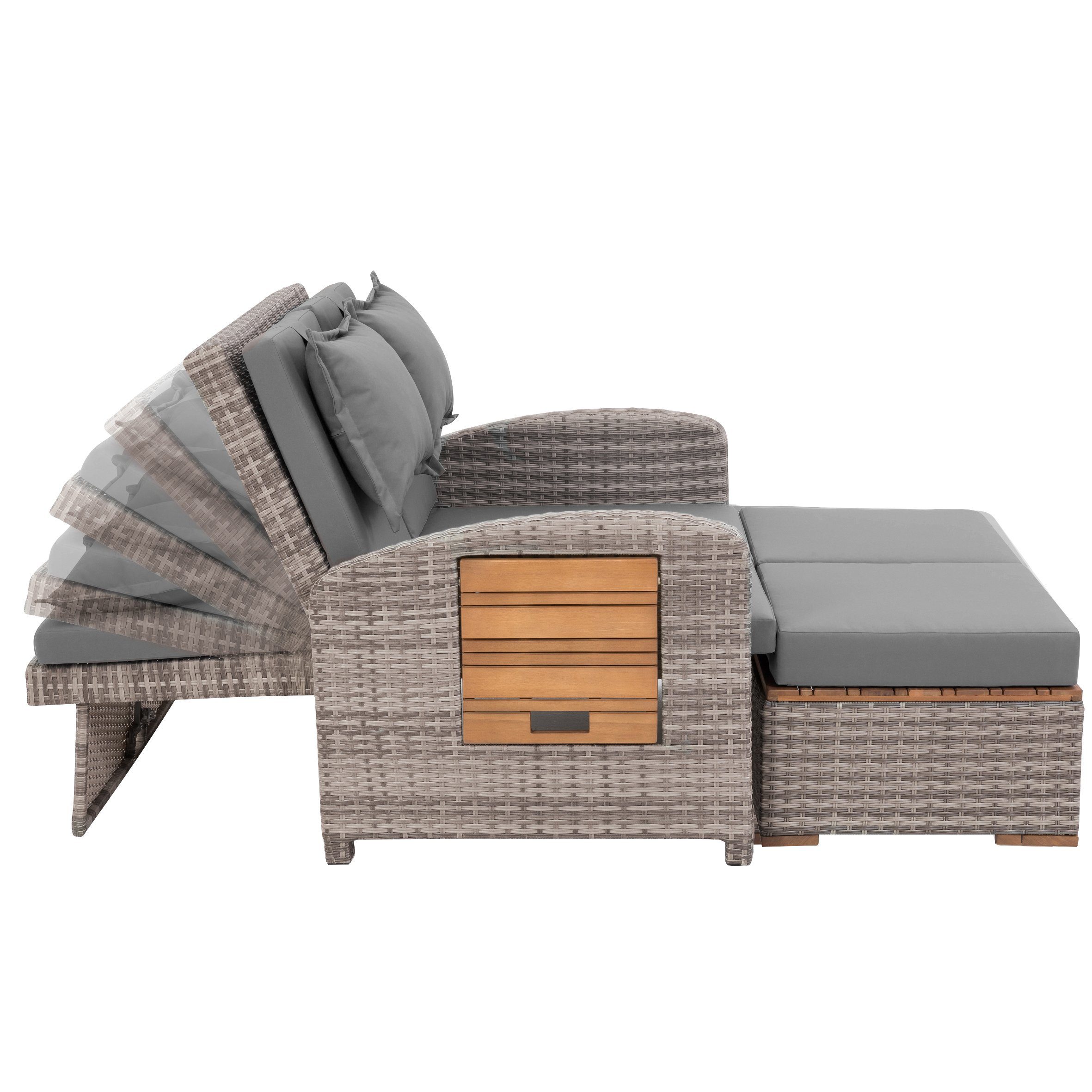 Greemotion Loungeset Gartensofa mit Liegefunktion [Bahia Tobago] 2-Sitzer Rattan wetterfest