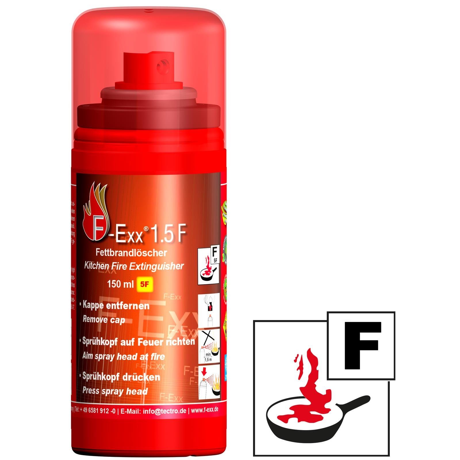 F-Exx Schaum-Feuerlöscher F-Exx 1.5 F Kleiner Fettbrandlöscher  Löschpraydose Haushalt und Küche