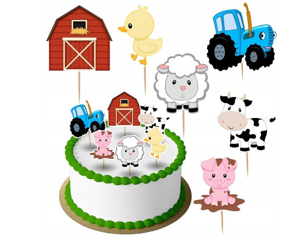 Festivalartikel Tortenstecker Bauernhof,der Farm Topper Set 6 Stk Geburstag Torten Deko Kuchen Junge
