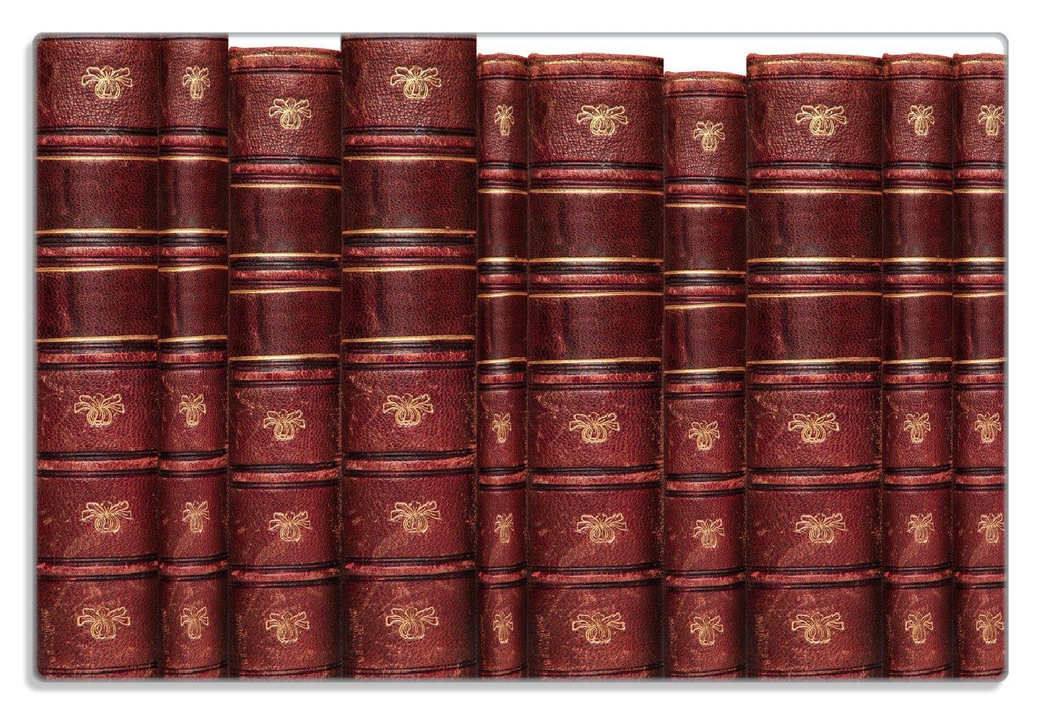 Wallario Frühstücksbrett Alte Bücher mit rotem Ledereinband, (inkl. rutschfester Gummifüße 4mm, 1-St), 20x30cm
