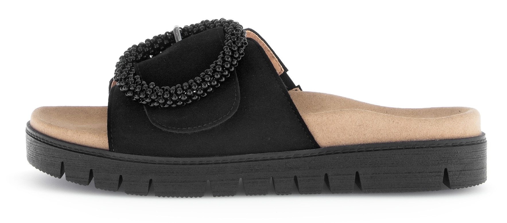 Gabor Pantolette, Plateau, Sommerschuh, Schlappen mit Zierperlen an der Zierschnalle