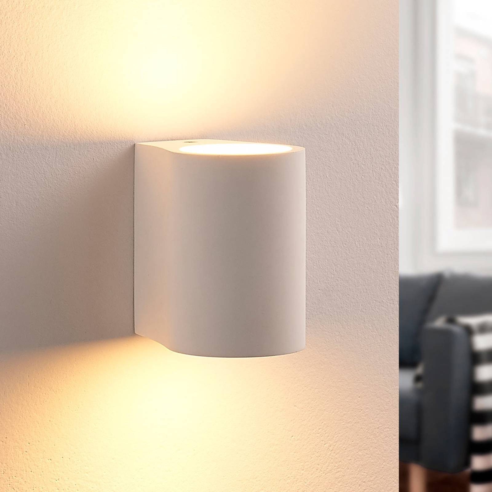 Lindby Wandleuchte Jannes, Gips Weiß IP20, 1 x 5 W LED