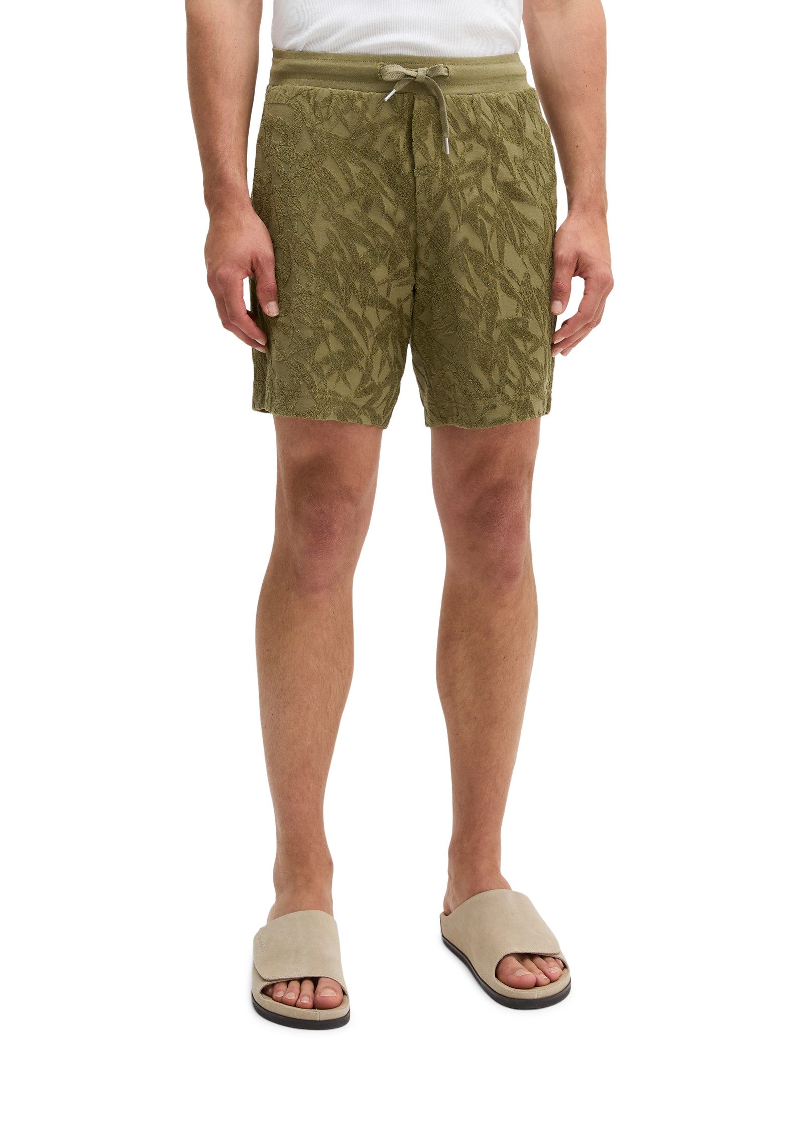 Marc O'Polo Shorts mit weichem Frottee-Blattmuster