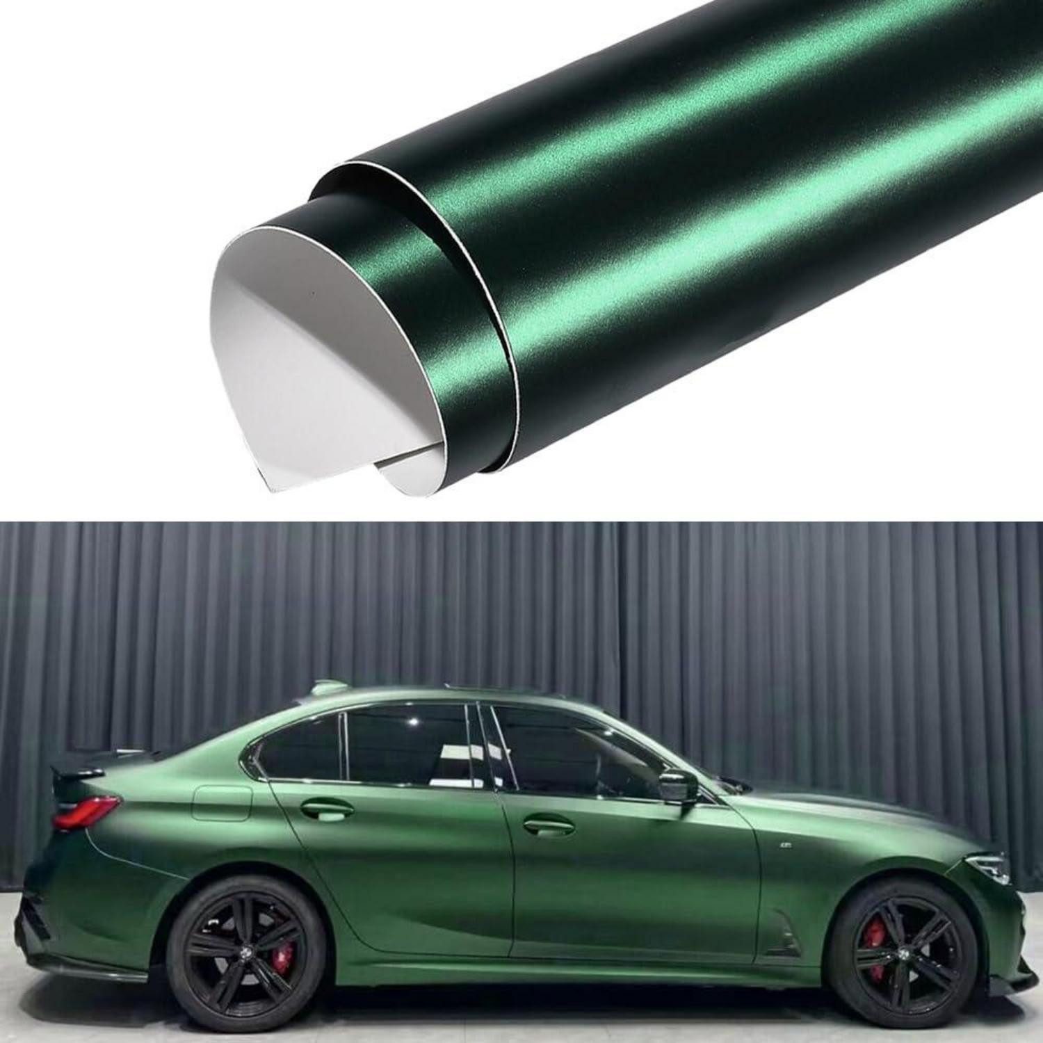LuxusKollektion Lackschutzfolie Autofolie Dunkelgrün Matt Metallic Selbstklebend 3M x 152 cm