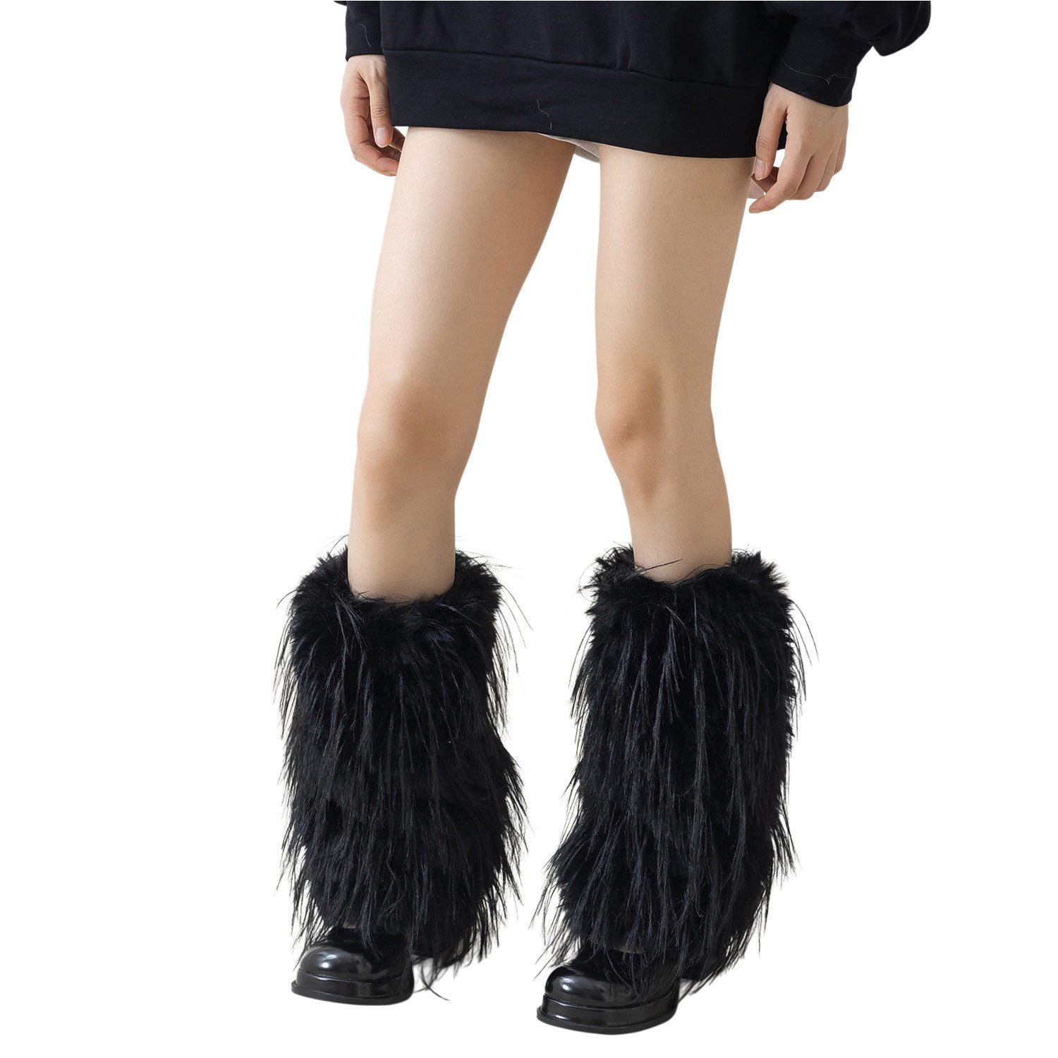 Refttenw Beinstulpen Damen Kunstpelz Plüsch Beinwärmer Winter Stulpen für Fasching Party