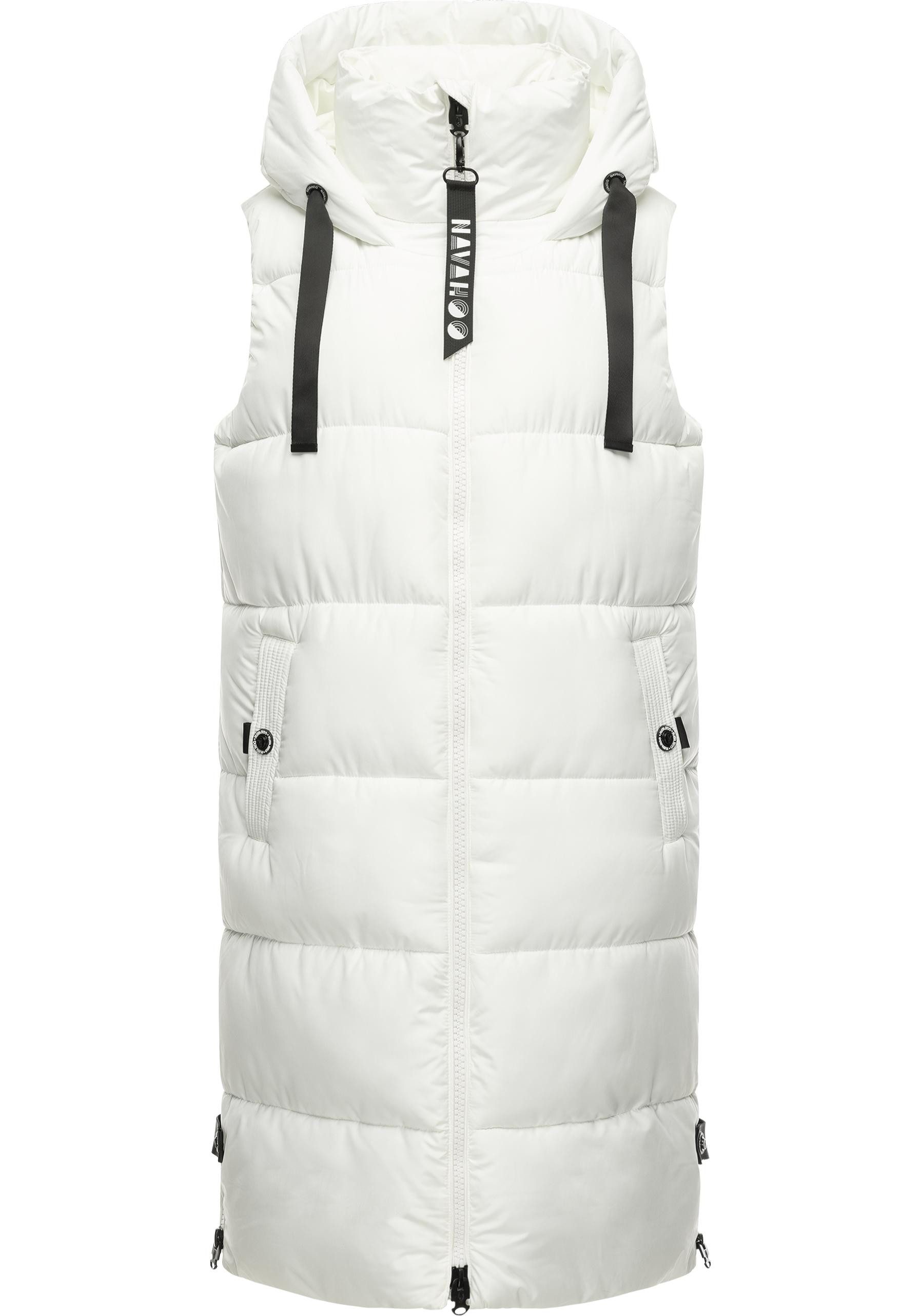 Navahoo Steppweste Schnuffelchen (1-tlg) warme Damen Outdoor-Weste lang mit Kapuze