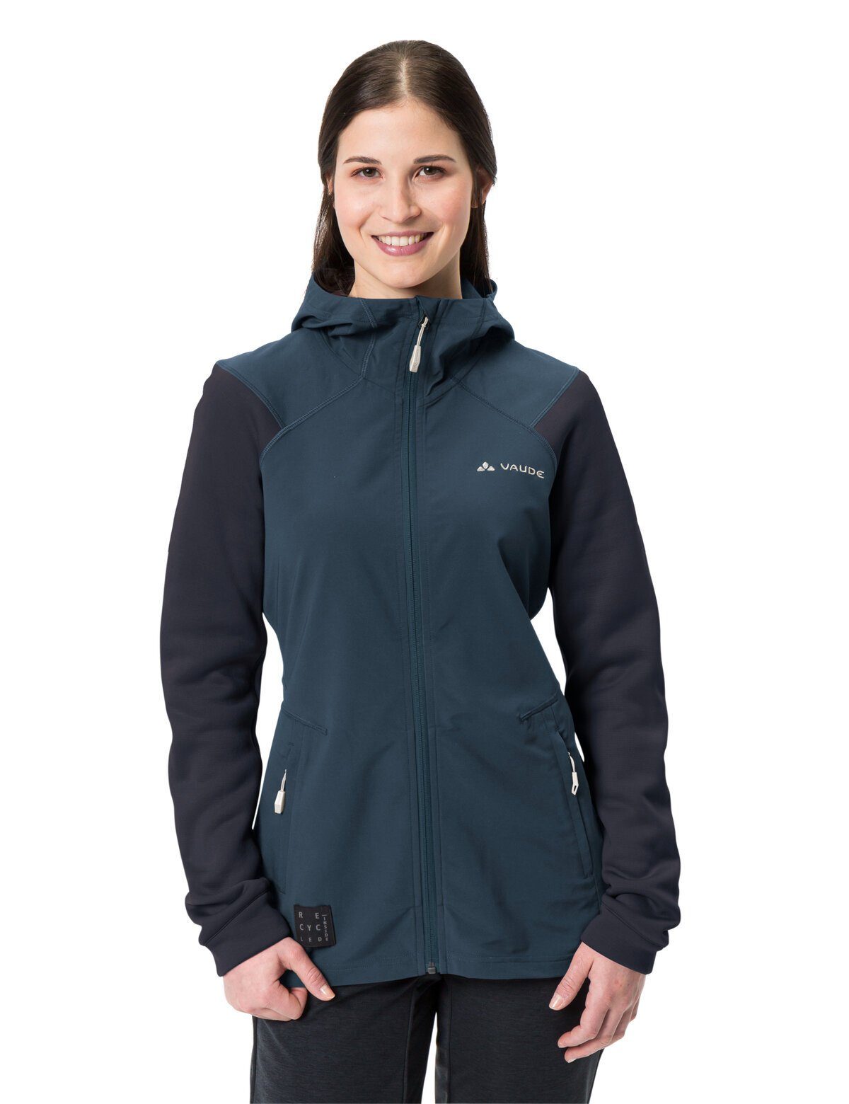 Women's Sea Jacket Dark kompensiert Outdoorjacke Tremalzo Klimaneutral Hooded VAUDE (1-St)