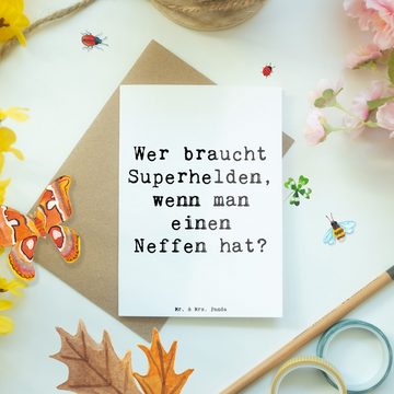 Mr. & Mrs. Panda Grußkarte Superheld Neffe - Weiß - Geschenk, Klappkarte, Hochzeitskarte, Famili, Hochwertiger Karton