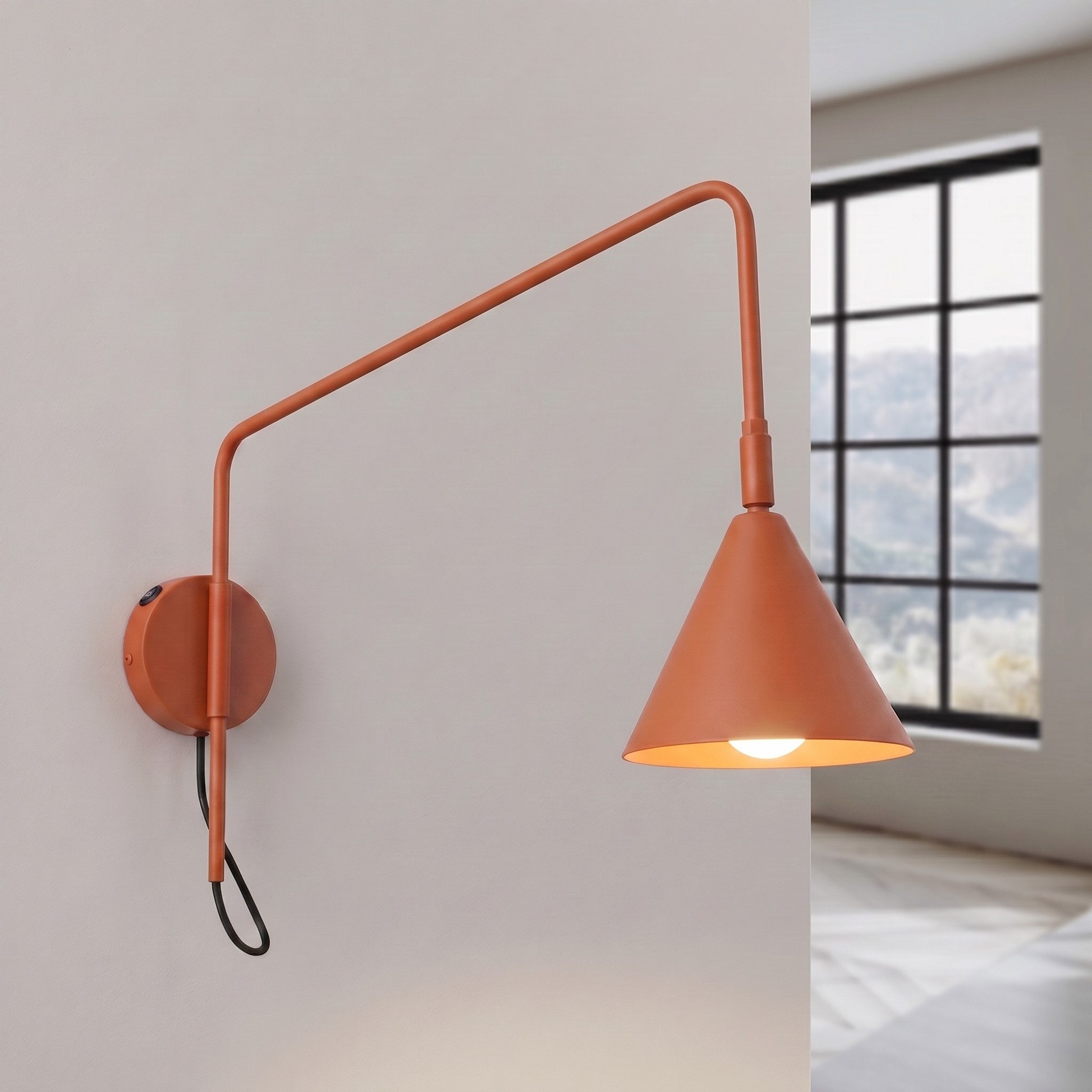 SOLLUX lighting Wandleuchte Wandleuchte NOX 1 rote ocker mit einem Schalter, Nicht enthalten