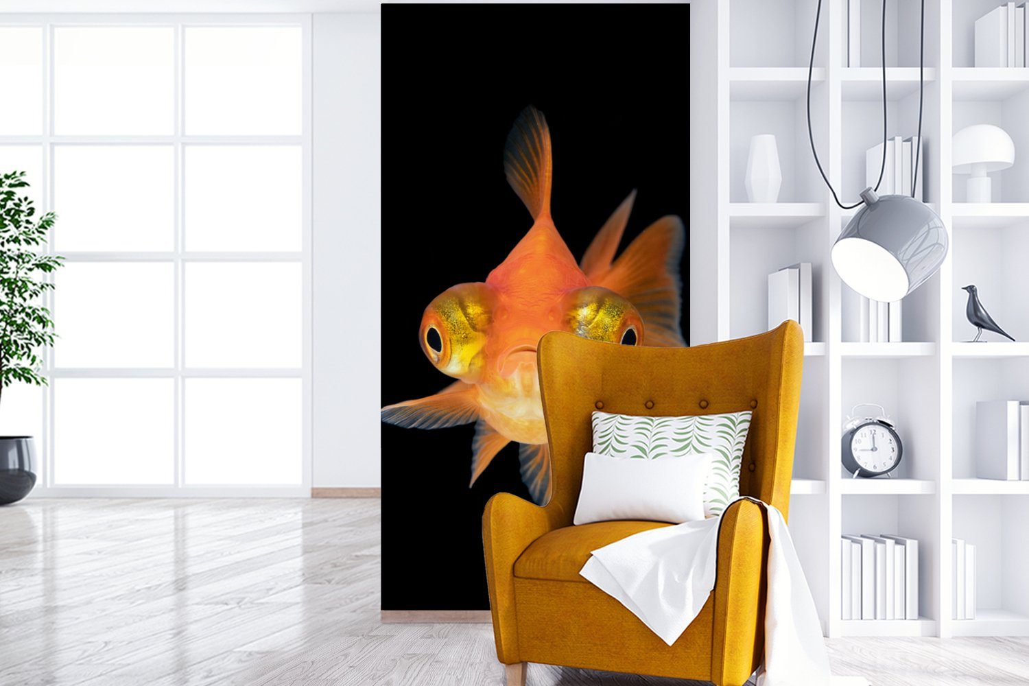 MuchoWow Fototapete Goldfisch Meerestiere Wohnzimmer Matt, - St), Vliestapete Fototapete bedruckt, (2 Schlafzimmer Augen, für - Küche