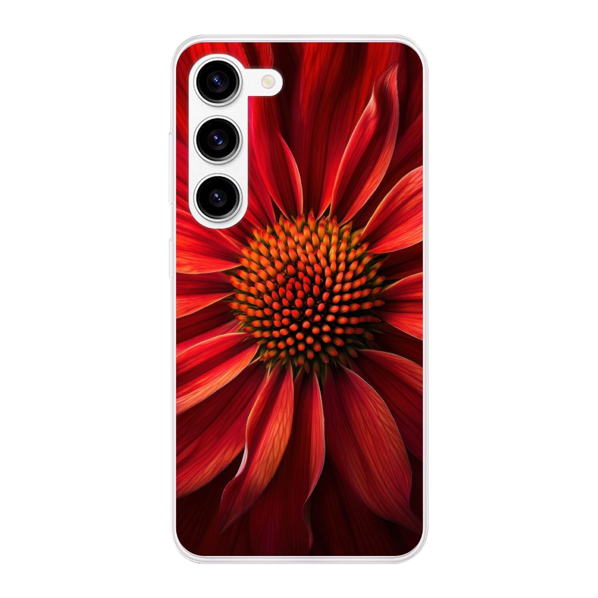 MuchoWow Handyhülle für Samsung Galaxy S23 Nahaufnahme - Blume - Rot, Phone Case, Silikon, Schutzhülle Dünn