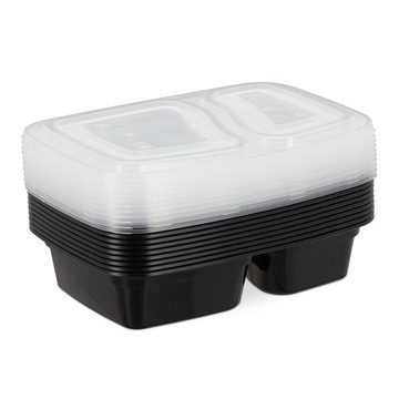 relaxdays Lunchbox 10er Set Meal Prep Boxen 2 Fächer, Kunststoff