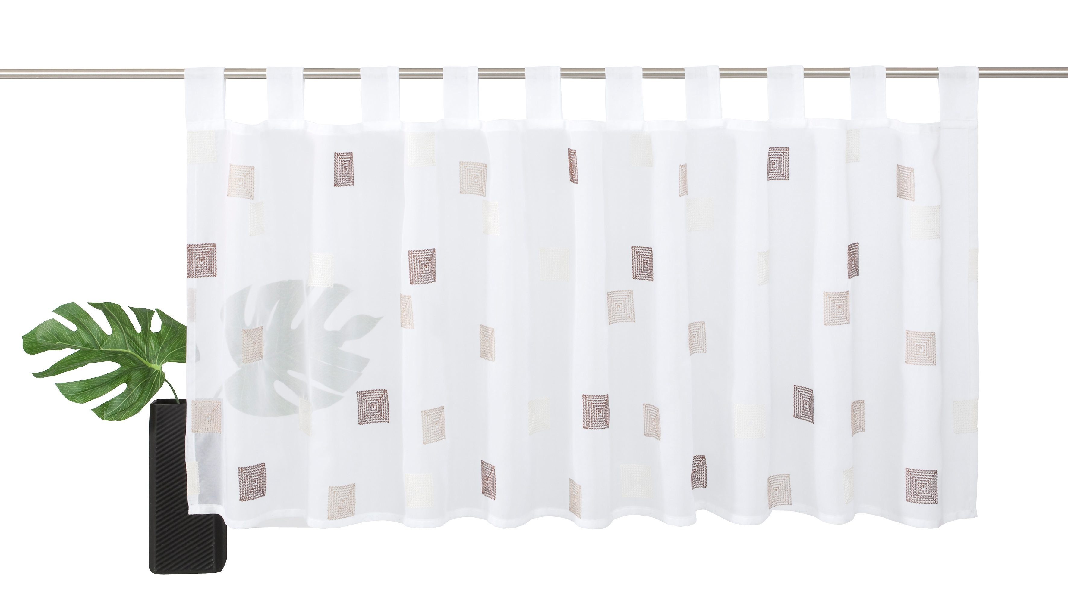 ELBERSDRUCKE Scheibengardine Quadro (1 St), Schlaufen, transparent, Voile